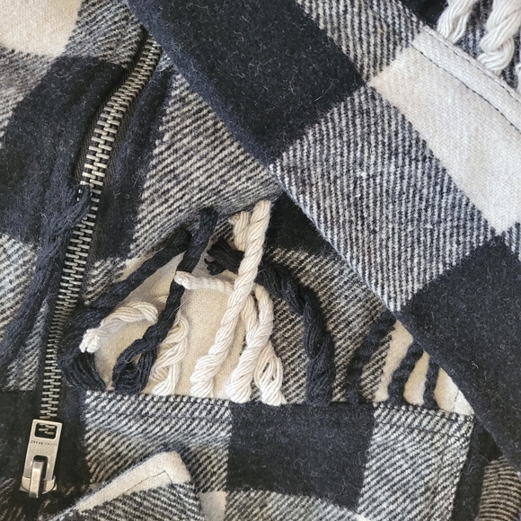 LUCKY BRAND Wool Blend Fringe Buffalo Check Jacket - Picture 7 of 14
